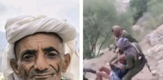 حجة.. جماعة الحوثي تقوم بسحل مسن مختل عقلياً