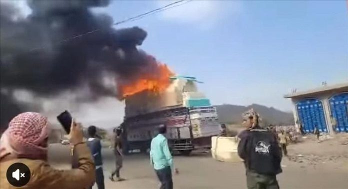 حريق شاحنة في الضالع