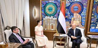 العليمي يؤكد أهمية استمرار الضغوط على النظام الإيراني خلال لقائه السفير الأميركي
