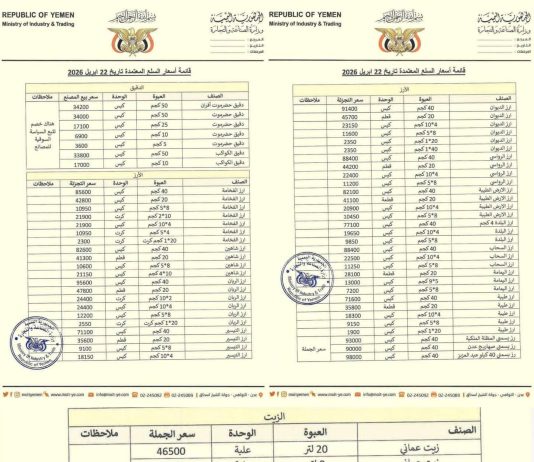 رقابة مشددة على الأسواق في عدن.. اعتماد قوائم سعرية مُلزمة للسلع الأساسية