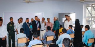 عدن | قيادة المنصورة ووزارة التعليم الفني تتفقدان سير الامتحانات بالمعهد التقني والصناعي