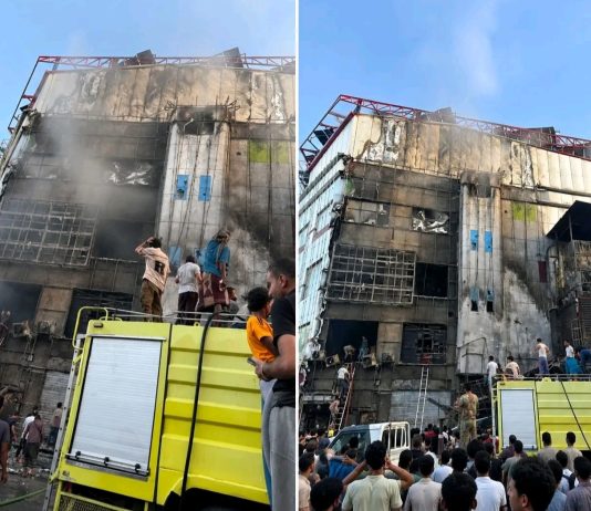 أمن عدن: الدفاع المدني يخمد حريقاً في النخيل مول بالمنصورة